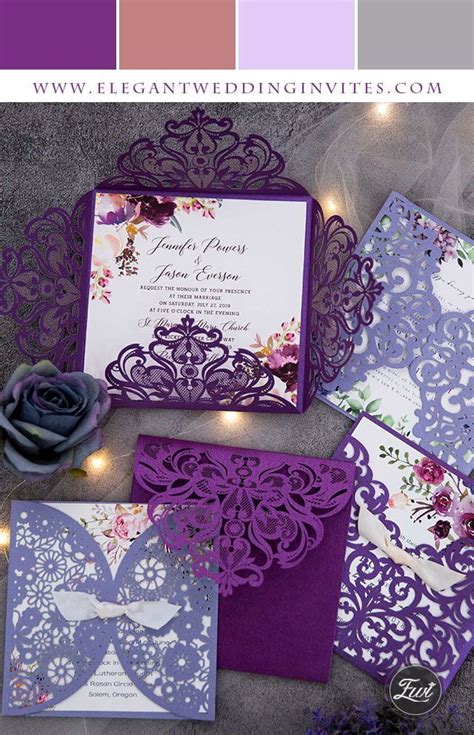 Purple Wedding Invitations & Invites Online - EWI | Floral wedding ...