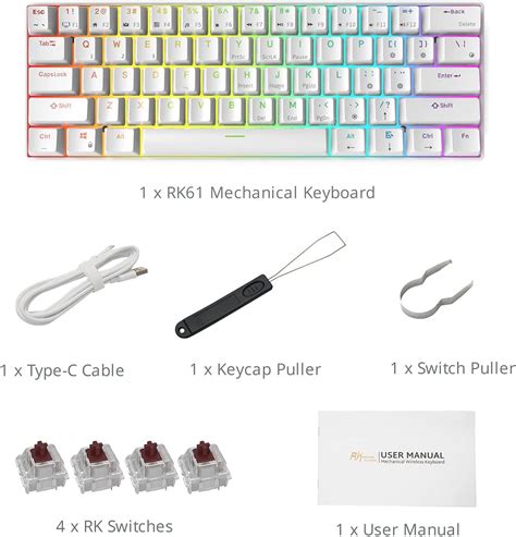 Royal Kludge RK61 2 4ghz Wireless Bluetooth Wired Mechanical Keyboard 61 Keys RGB Hot Swappable
