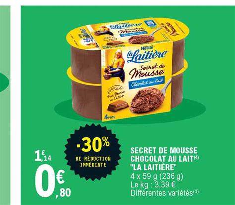 Promo Secret De Mousse Chocolat Au Lait La Laiti Re De R Duction