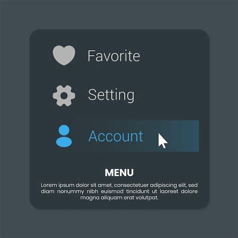 Premium Vector Dark Theme Option Menu Design For User Interface