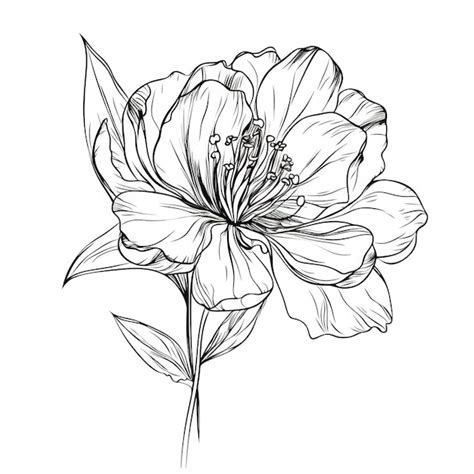 Un Dessin En Noir Et Blanc D Une Fleur Avec Des Feuilles Et Le Mot