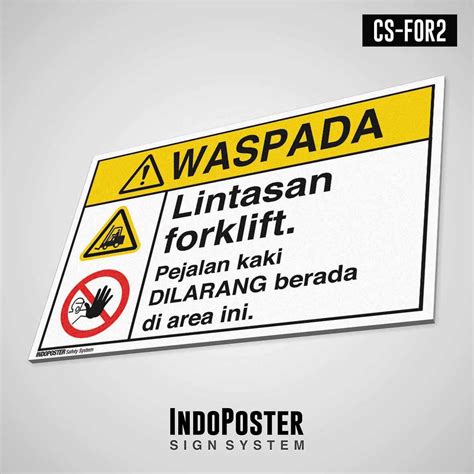 Jual Safety Sign Rambu K3 PVC ANSI Waspada Lintasan Forklift M 45x30cm