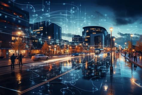 Premium AI Image Smart City With Interconnected IoT Generative AI