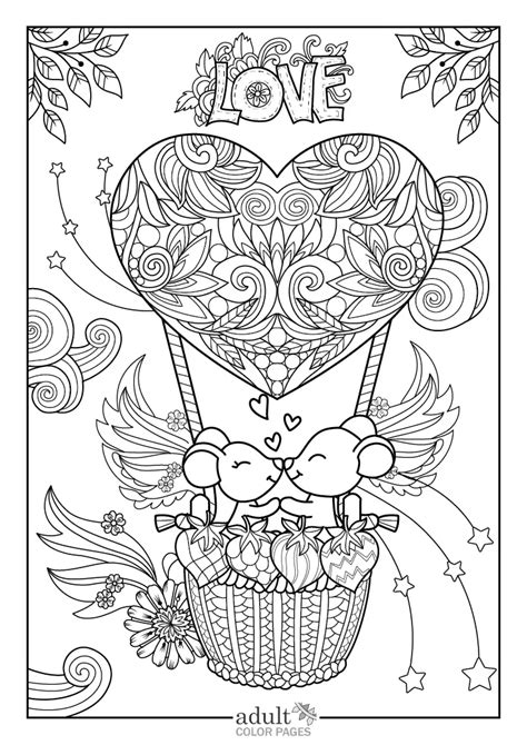 Free Printable Cute Valentines Day Coloring Page For Adults