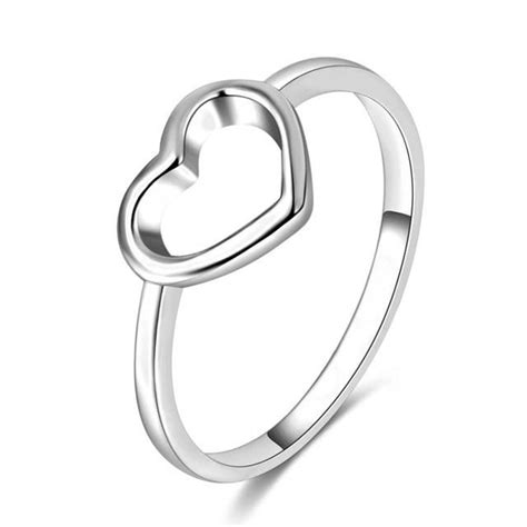 Show Your Love Heart Stamp Ring Size 65 Silver Womens Rings