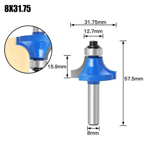 High Precision Round Over Edge Forming Router Bit For Woodworking 8mm