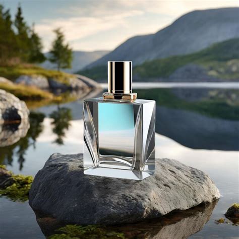 Premium Ai Image Transparent Glass Perfume In A Careful Position On Stone