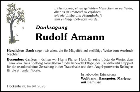 Traueranzeigen Von Rudolf Amann Trauerportal Ihrer Tageszeitung