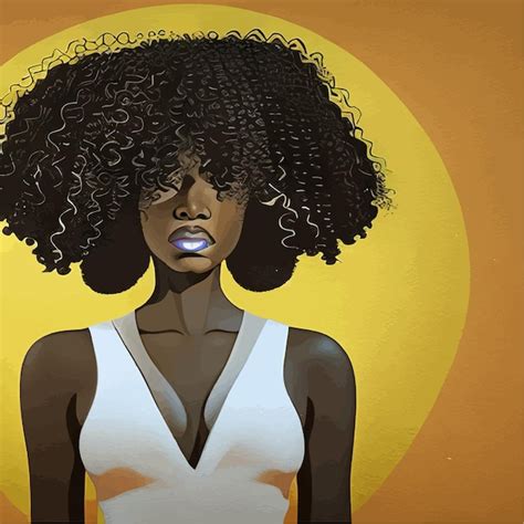 Negra Afro Afro Americana Menina Mulher Senhora Vetor Ilustra O