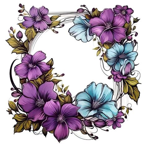 Premium Photo A Floral Wreath With Purple And Blue Flowers