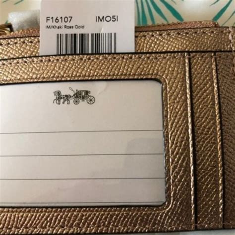 Coach Accessories Coach Skinny Mini Id Case In Signature Logo Rose Gold Khaki New Poshmark