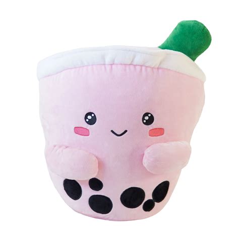 Large Strawberry Milk Tea Boba Plush Pink Etsy