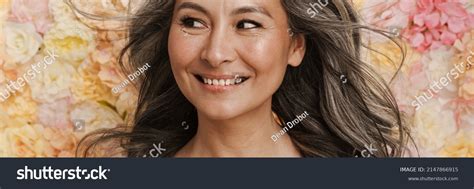 Smiling Mature Topless Woman Standing Posing Stock Photo Shutterstock