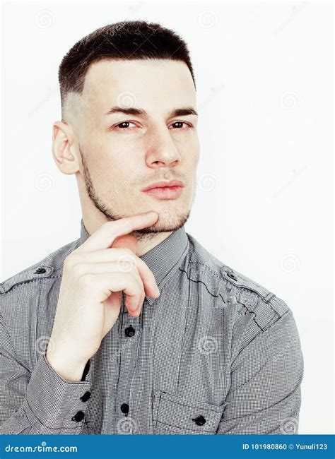 Young Handsome Teenage Hipster Guy Posing Emotional Happy Smiling