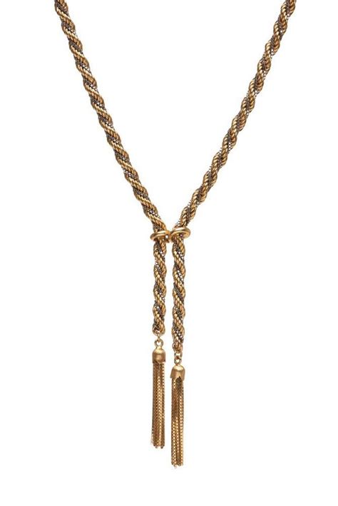 Two Tone Gold Lariat Necklace With Tassel Terminals Necklace Chain Jewellery