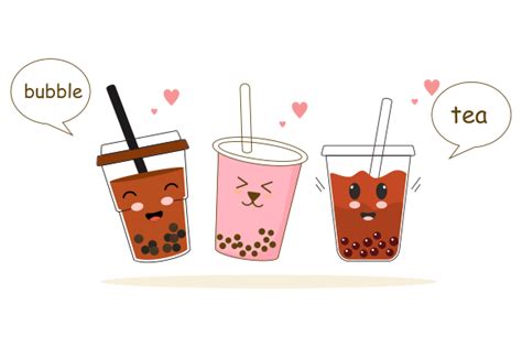 Cute Boba Milk Tea Cartoon Characters Graphic By Deemka Studio