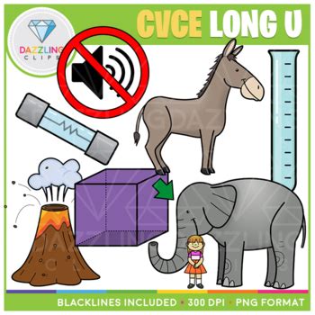 Cvce Long U Clip Art By Dazzling Clips Tpt