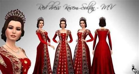 Мод для игры The Sims 4 Red dress Kosem Sultan Festima Ru