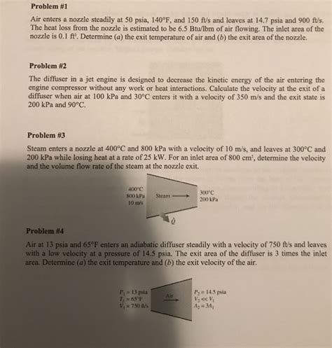 Solved Air Enters A Nozzle Steadily At 50 Psia 140 Degree Chegg