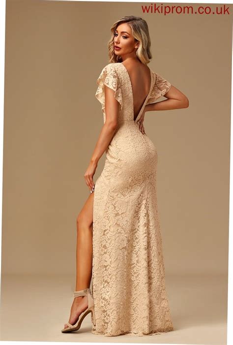 Buy V Neck Neckline A Line Floor Length Length Lace Fabric Silhouette