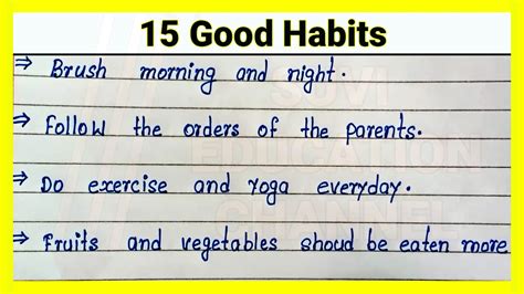 15 Good Habits Write 15 Points Good Habits Good Habits For Student