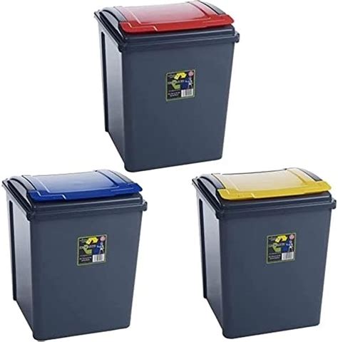 Pack Of Recycling Bins L Litre Plastic Recycle Dust Bin Kitchen