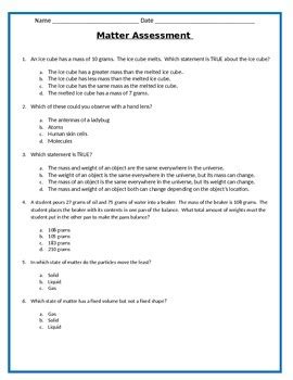 Matter Assessment Th Science By Cammie S Corner Tpt