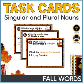 Singular And Plural Noun Task Cards By Marianna Monheim It Happened In 3rd