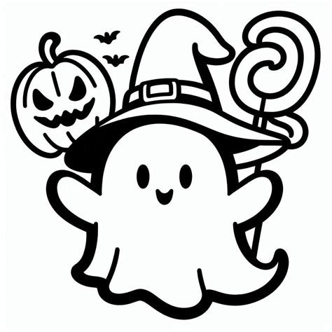 Coloriage Un Joyeux Fantôme Halloween télécharger et imprimer gratuit