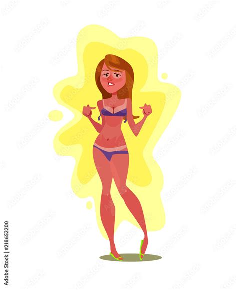 Unhappy Woman Character Burning On Sun Sunburn Vector Flat Cartoon