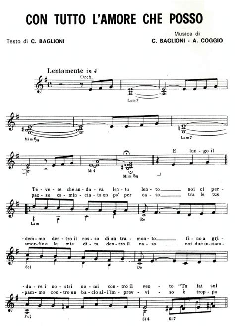 CON TUTTO L AMORE CHE POSSO Sheet Music Easy Sheet Music