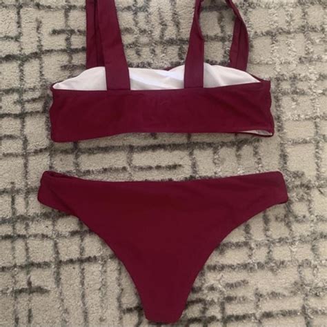 ZAFUL Burgundy Bikini Lightly Worn Great Depop