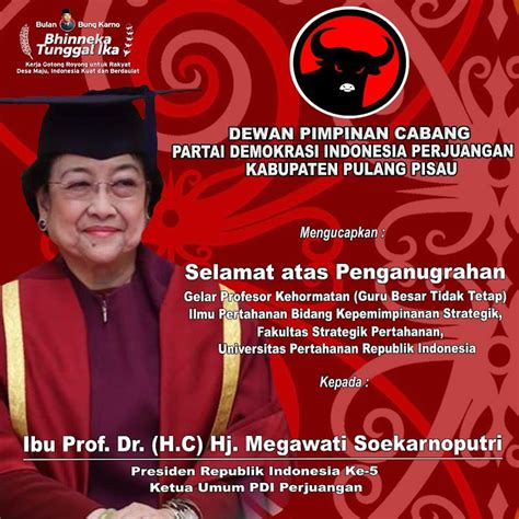 Megawati Terima Gelar Profesor Dari Unhan Dpc Pdi Perjuangan Pulpis