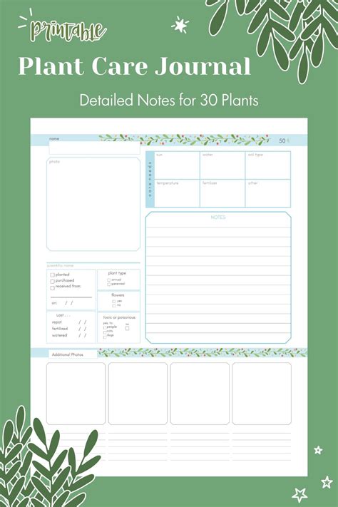 Printable Plant Care Template Best Template Practices