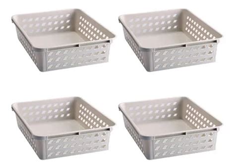Kit Con Cestas Organizadoras Rectangulares De Pl Stico Color Nude Mercadolibre