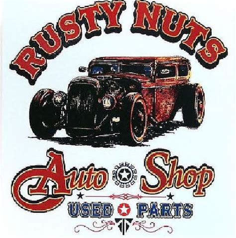 Rusty Nuts Auto Shop Hot Rod Car Quality Mens T Shirt Hot Rods