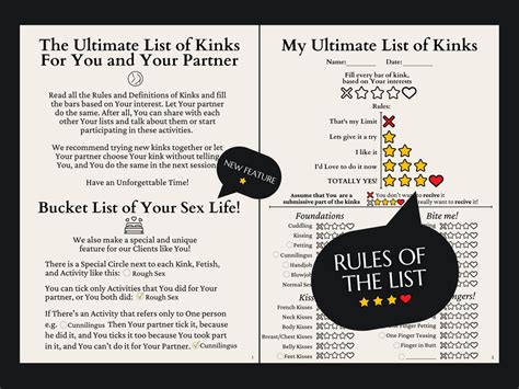 Ultimate Kink List With Fetishes And Over Sex Activities Etsy Ireland
