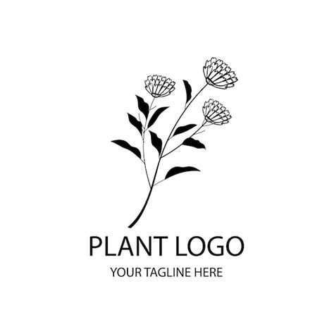 Silueta De Planta En Blanco Y Negro Vector Premium