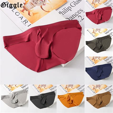 GIGMen Ice Silk Low Rise Bikini Elastic Bulge Pouch G String Briefs Thong Underwear Shopee