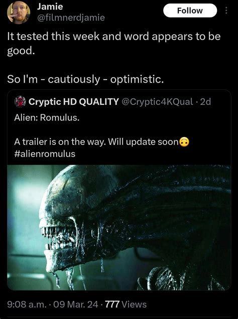 Updated First Reactions To Alien Romulus Trailer Test Screening