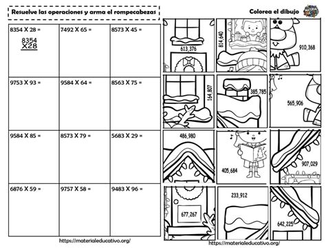 Suma resta multiplica divide y arma el rompecabezas navideño de