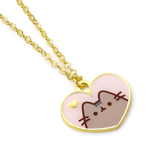 Collier coeur doré Pusheen