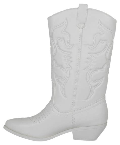 Soda Women Cowgirl Cowboy Western Stitched Boots Pointy Toe Knee High Reno S All White 65