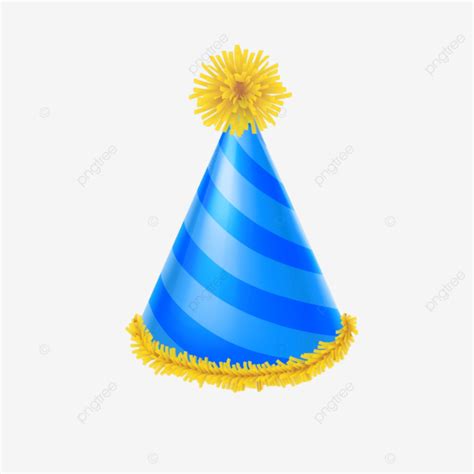 Decorated Party Hat With Strips Illustration Realistic Creative PNG