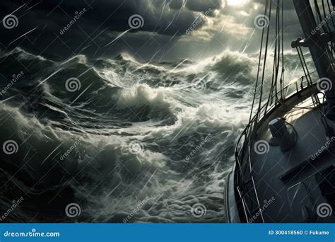 The Yacht Was Caught In A Ocean Storm Generative Ai Stock Photo Image