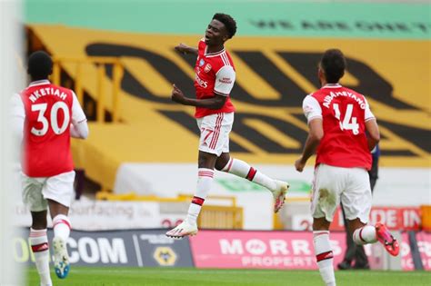 Bukayo Saka Scores First Premier League Goal As Arsenal Outgun Wolves