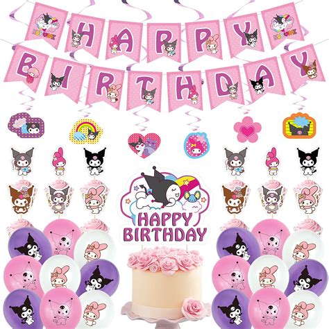 Buy Goodern Kawaii Kuromi Party Decorations My Melody Theme Birthday ...