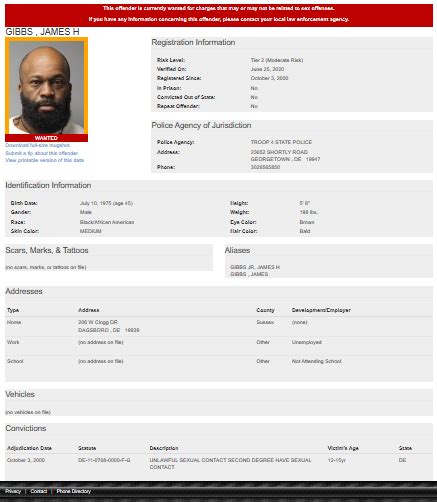 Delaware State Police S O A R Searching For Wanted Sex Offender Dover Delaware State Police