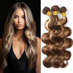 Amazon P4 613 Human Hair Body Wave Bundles Highlight Honey Blonde Bundles Human Hair Weave