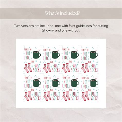 Printable Hot Chocs And Fuzzy Socks Tag Fuzzy Socks Christmas Etsy